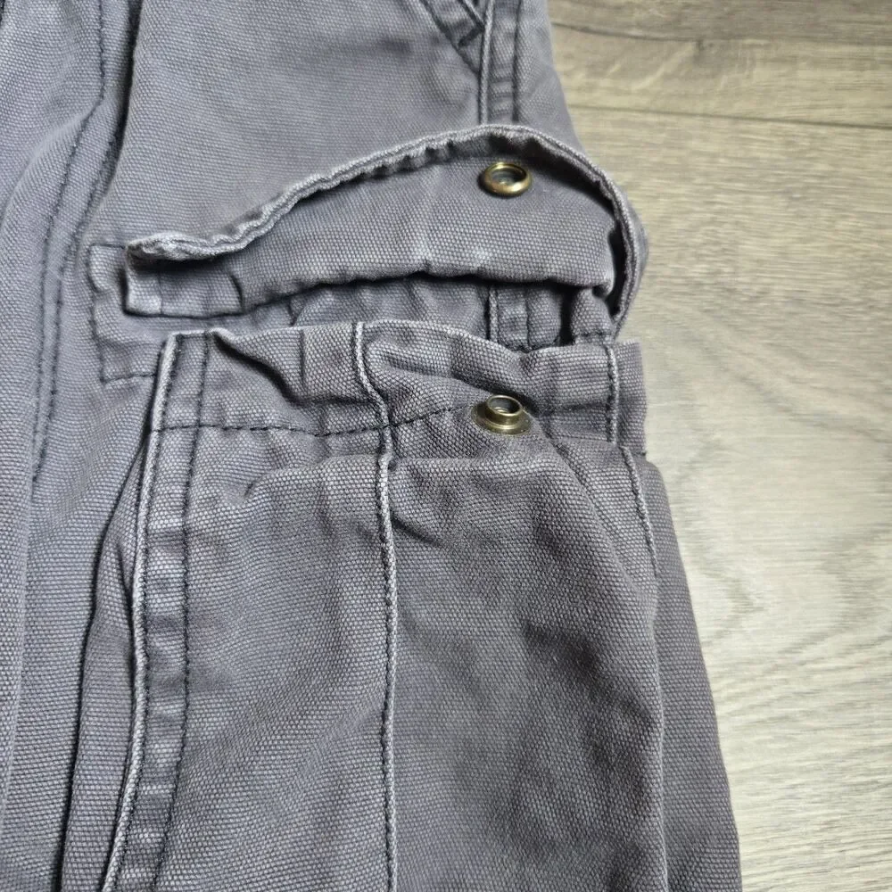 OshKosh BGosh Boys Size 4 Gray Canvas Cargo Pants Adjustable Waist Utility Play